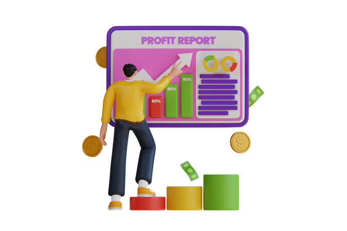 Financial profit report  3D Illustration