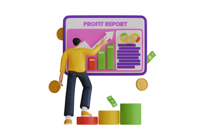 Financial profit report  3D Illustration