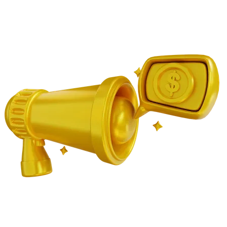 3 D Illustration Megaphone And Financial Promotion 3D Icon