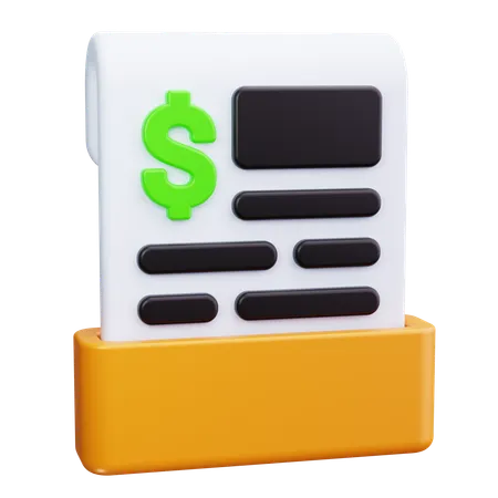 Financial Receipt  3D Icon