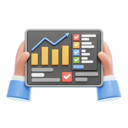 A Hand Holding Tablet With Graph Bar 3 D Icon Suitable For Business Presentations Finance Reports Data Analysis Technology Concepts Digital Marketing And Investment Strategy Visuals Visualizing Growth And Performance 3 D Illustration 3D Icon