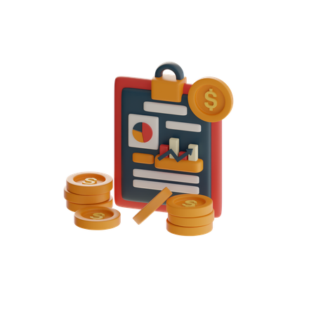 재무 보고서  3D Icon