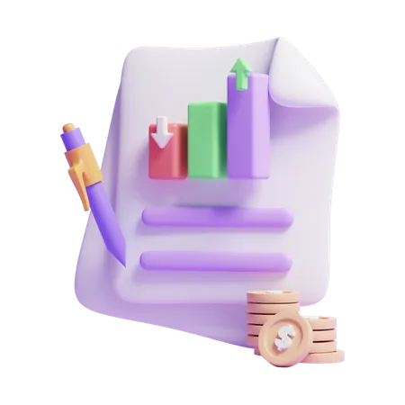 3 D Business Management Graph With Clipboard 3D Icon