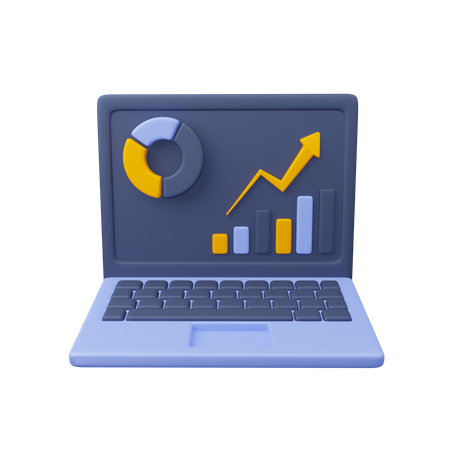 Financial report on laptop  3D Icon
