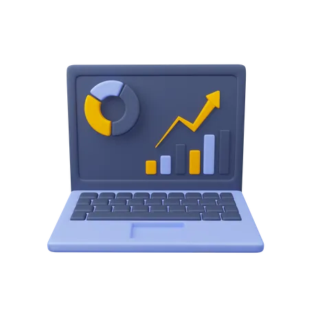 Financial report on laptop  3D Icon