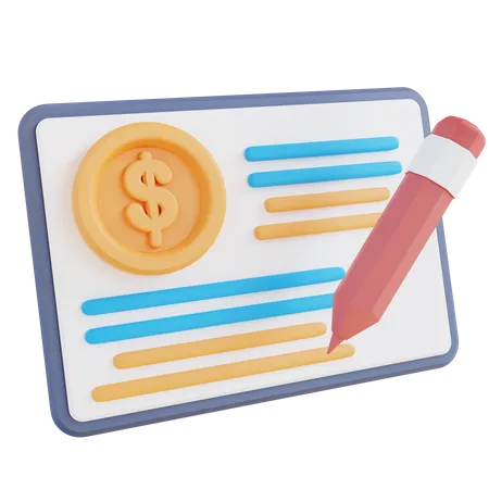 Financial Report Writing  3D Icon