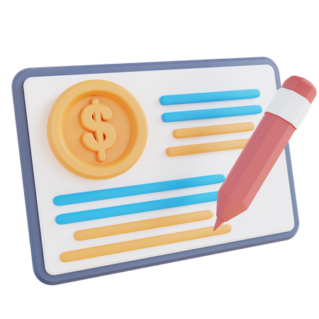 Financial Report Writing 3D Icon