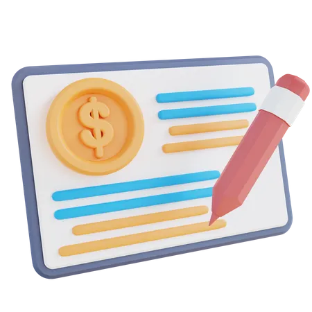 Financial Report Writing 3D Icon