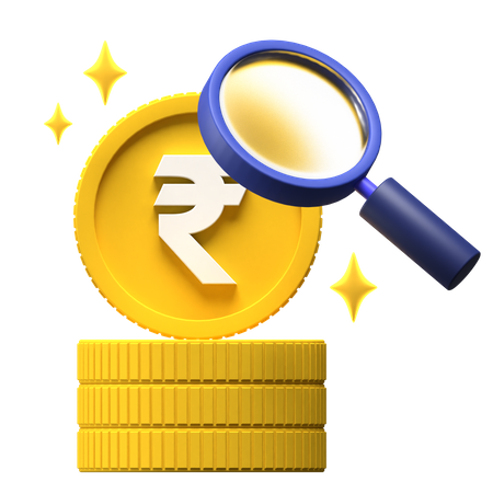 Financial Research Rupee  3D Illustration