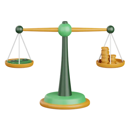 3 D Rendering Balance Scale Isolated Useful For Banking Money Currency Finance And Business Design 3D Icon