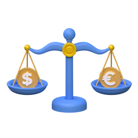 Money Price Balance Dolar Equal With Euro Finance Icon 3 D Illustration 3D Icon