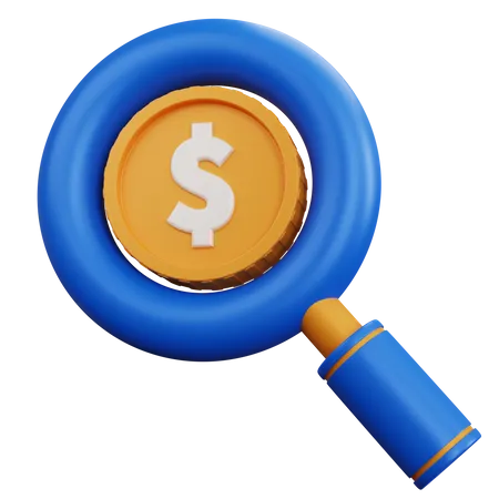 3 D Rendering Magnifying Glass With Dollar Coins Isolated 3D Icon