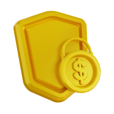 3 D Illustration Golden Of Financial Security 3D Icon