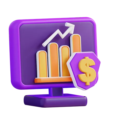 3 D Illustration Financial Security Computer 3D Icon