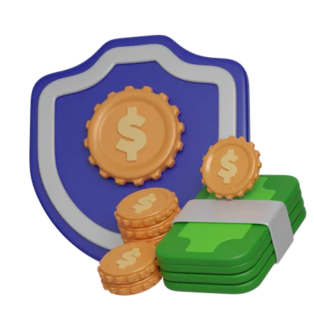 Financial Security Shield 3 D Icon Financial And Banking 3 D Illustration 3D Icon