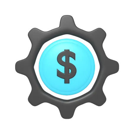 Icon Dollar In A Gear Of Rendering 3 D 3D Icon