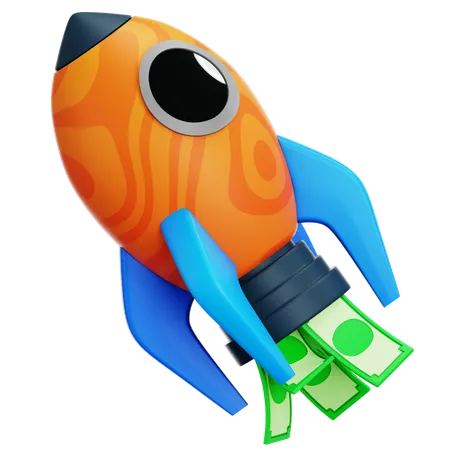 3 D Cartoon Style Minimal Spaceship Rocket Icon Toy Rocket Upswing Startup Space Business Concept 3D Icon