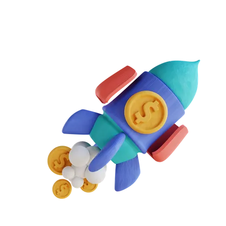 3 D Illustration Rocket Money Grow 3D Illustration