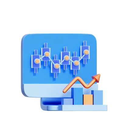 Financial Trading Monitor  3D Icon