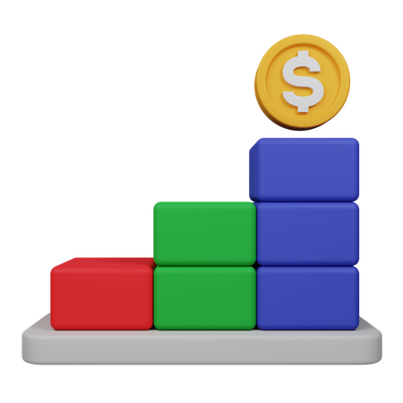 Financial Up Bar Chart  3D Icon
