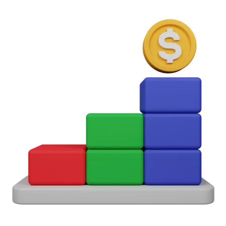 Financial Up Bar Chart  3D Icon