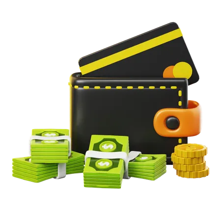 Business And Finance Illustration Wallet With Debit Card Isolated On Transparant Background 3 D Illustration High Resolution 3D Icon
