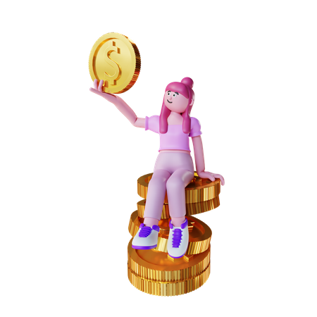 Financial Woman  3D Illustration