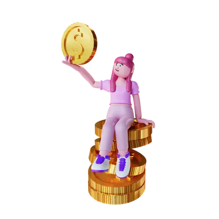 Financial Woman  3D Illustration