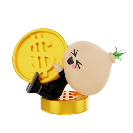 Financier kid playing with coins  3D Illustration