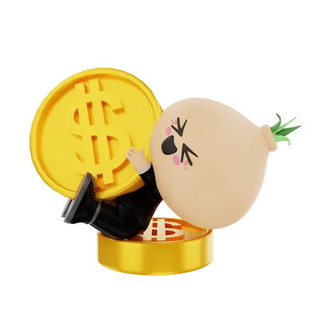 Financier kid playing with coins  3D Illustration