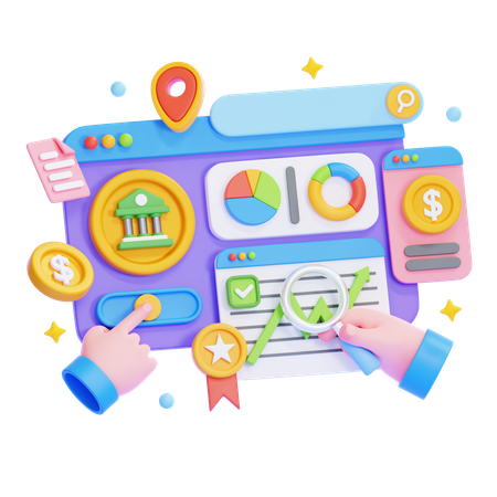 Finanz-Dashboard  3D Illustration