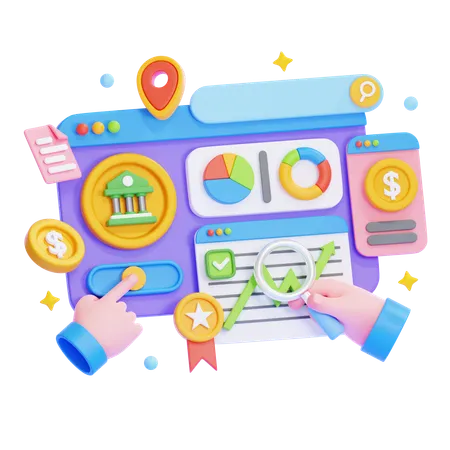 Finanz-Dashboard  3D Illustration