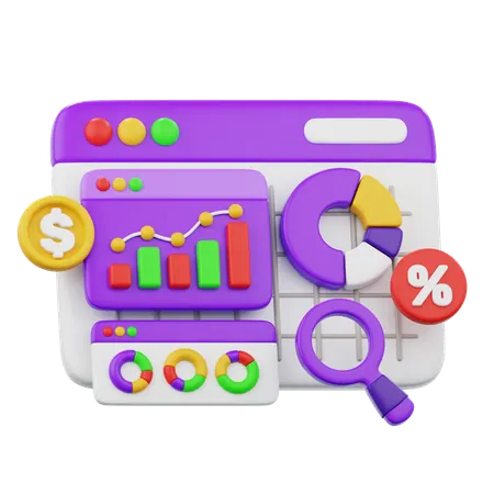 Dashboard für Finanzanalysen  3D Icon