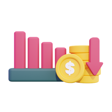 Diagramm zu finanziellen Verlusten  3D Icon