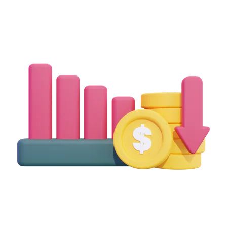 Diagramm zu finanziellen Verlusten  3D Icon