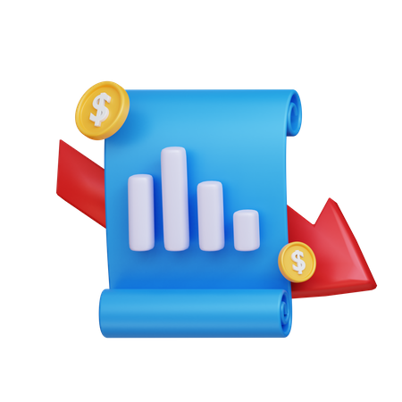 Diagramm zu finanziellen Verlusten  3D Icon