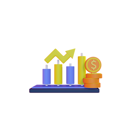 Diagramm zum finanziellen Wachstum  3D Illustration