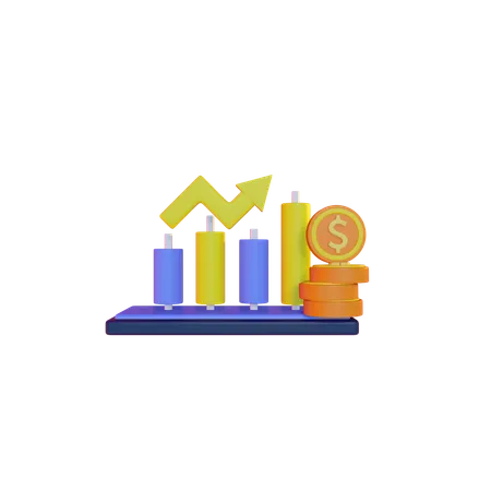 Diagramm zum finanziellen Wachstum  3D Illustration