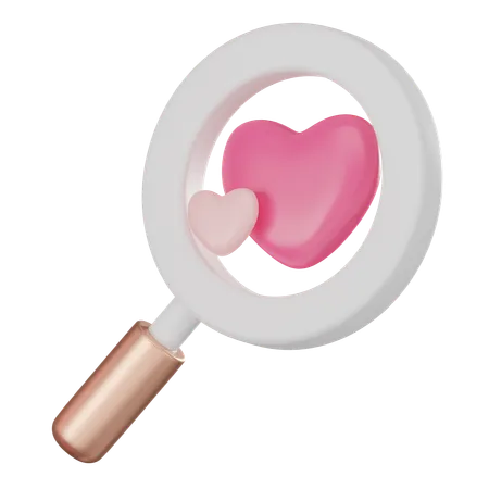 Heart Shaped With Magnifying Glass Icon Searching For Romantic Connections Perfect For Valentines Day Concepts Dating Apps And Heartfelt Designs 3 D Render Illustration 3D Icon