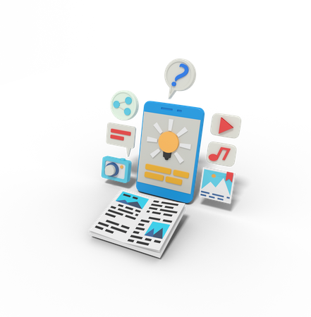 Finding ideas from book articles  3D Icon