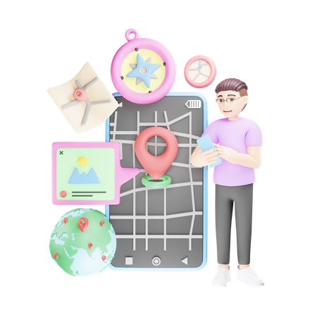 Finding Location Online  3D Icon