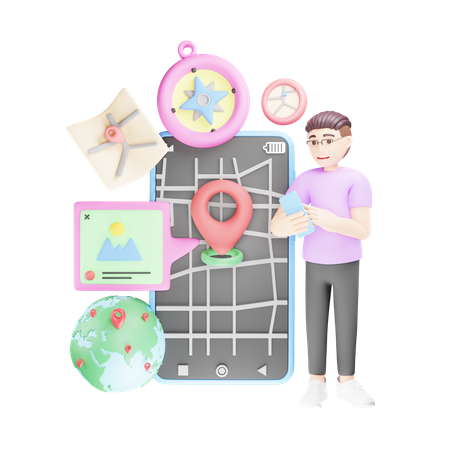 Finding Location Online  3D Illustration