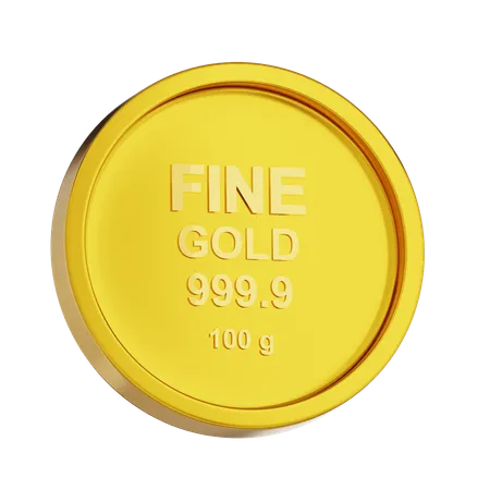 Fine Gold Coin 100 g  3D Icon