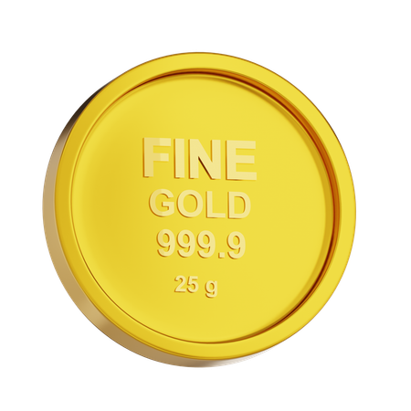 Fine Gold Coin 25 g  3D Icon