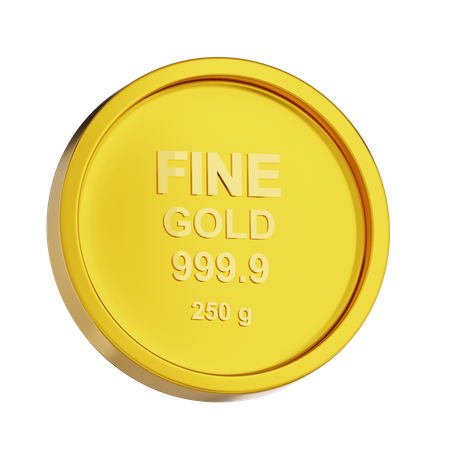 Fine Gold Coin 250 g  3D Icon