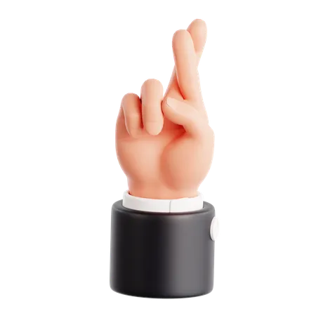 指を交差させた手のジェスチャー  3D Icon