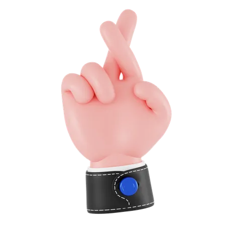 Finger Crossed Hand Gesture  3D Icon