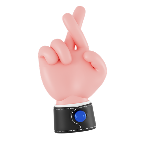 Finger Crossed Hand Gesture  3D Icon