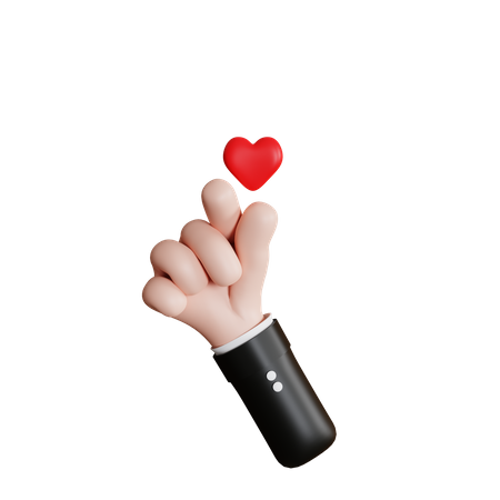 Finger Heart Hand Gesture  3D Icon