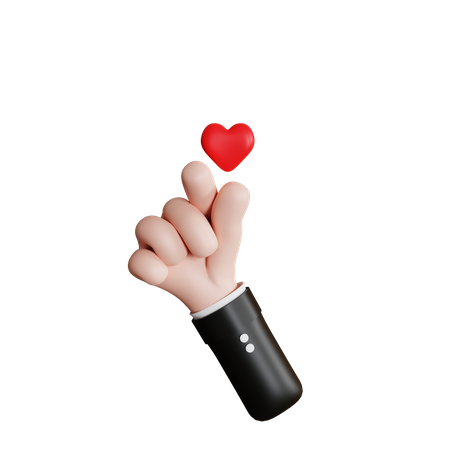 Finger Heart Hand Gesture 3D Icon
